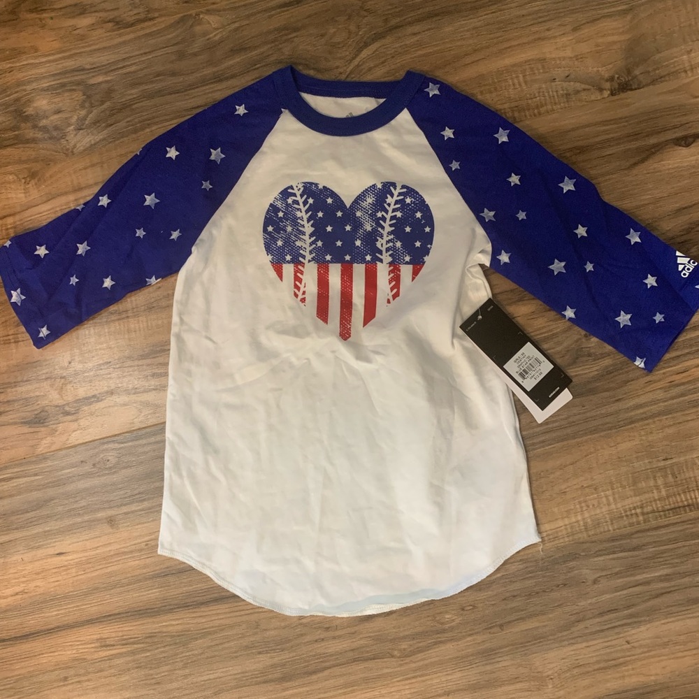Girl’s adidas Softball 3/4 Sleeve Raglan Tee Shirt